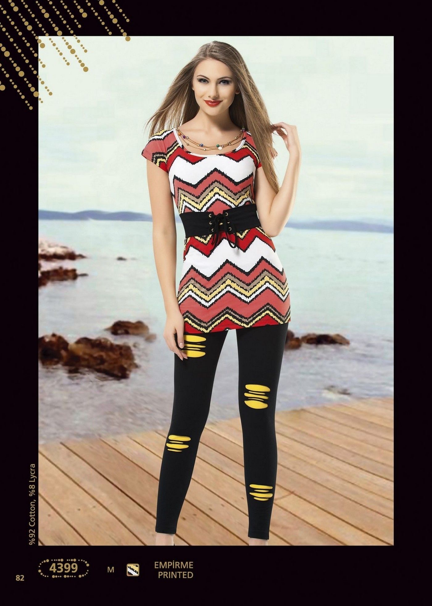 Anıt Yüksek Bel Destekli Çizgili Tayt Takım Anıt 4399