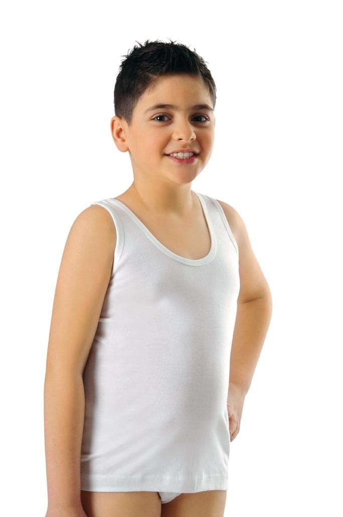 Pamuklu Rahat Kesim Erkek Çocuk Atlet Anıt 4702 - Beyaz