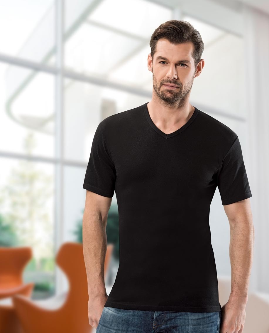 Pamuklu Ribana V Yaka Erkek Atlet Anıt 1109 - Siyah