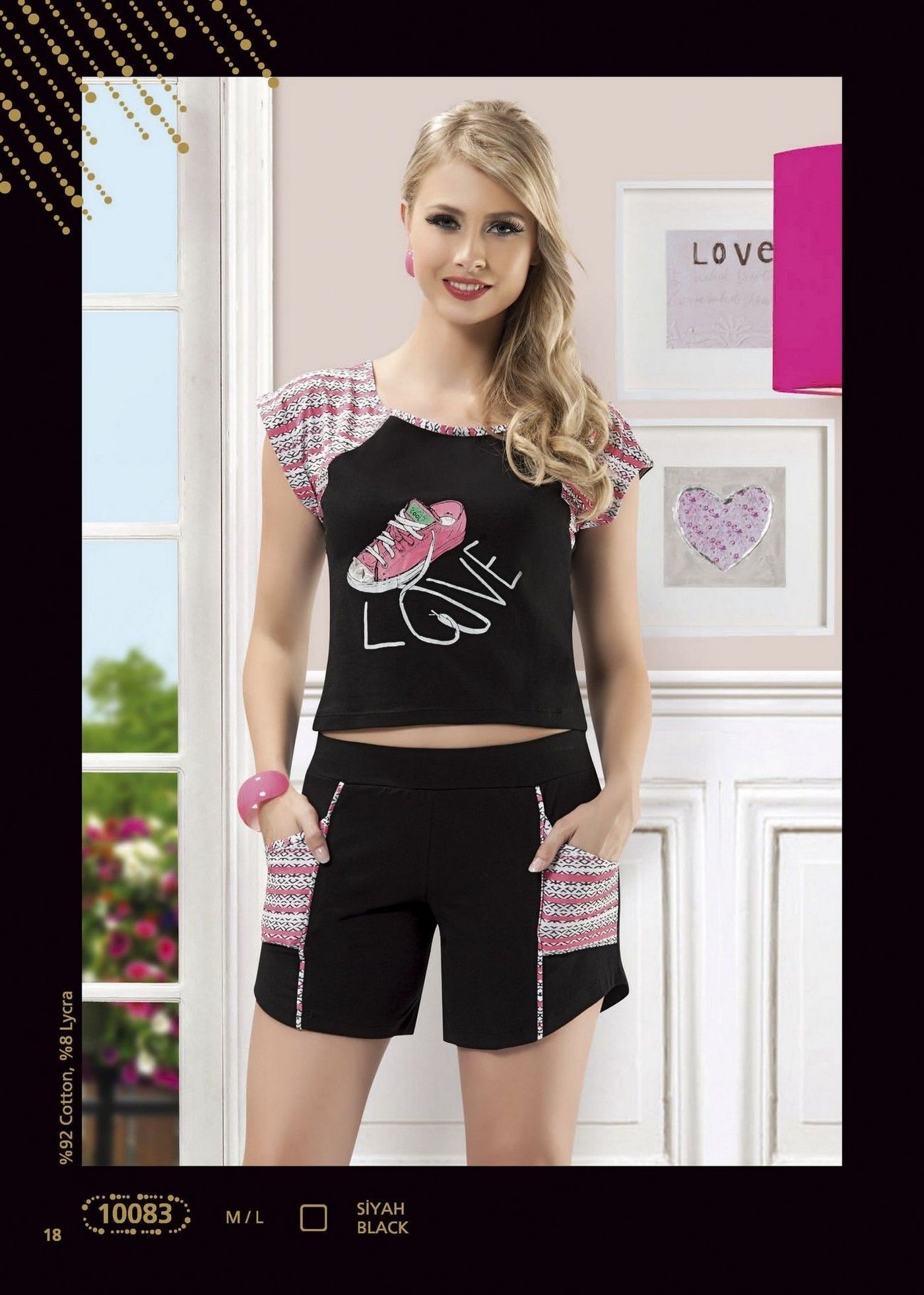 Anıt Penye Kumaş Şeritli Kadın Pijama Takımı Anıt 10083 - Görsel 3