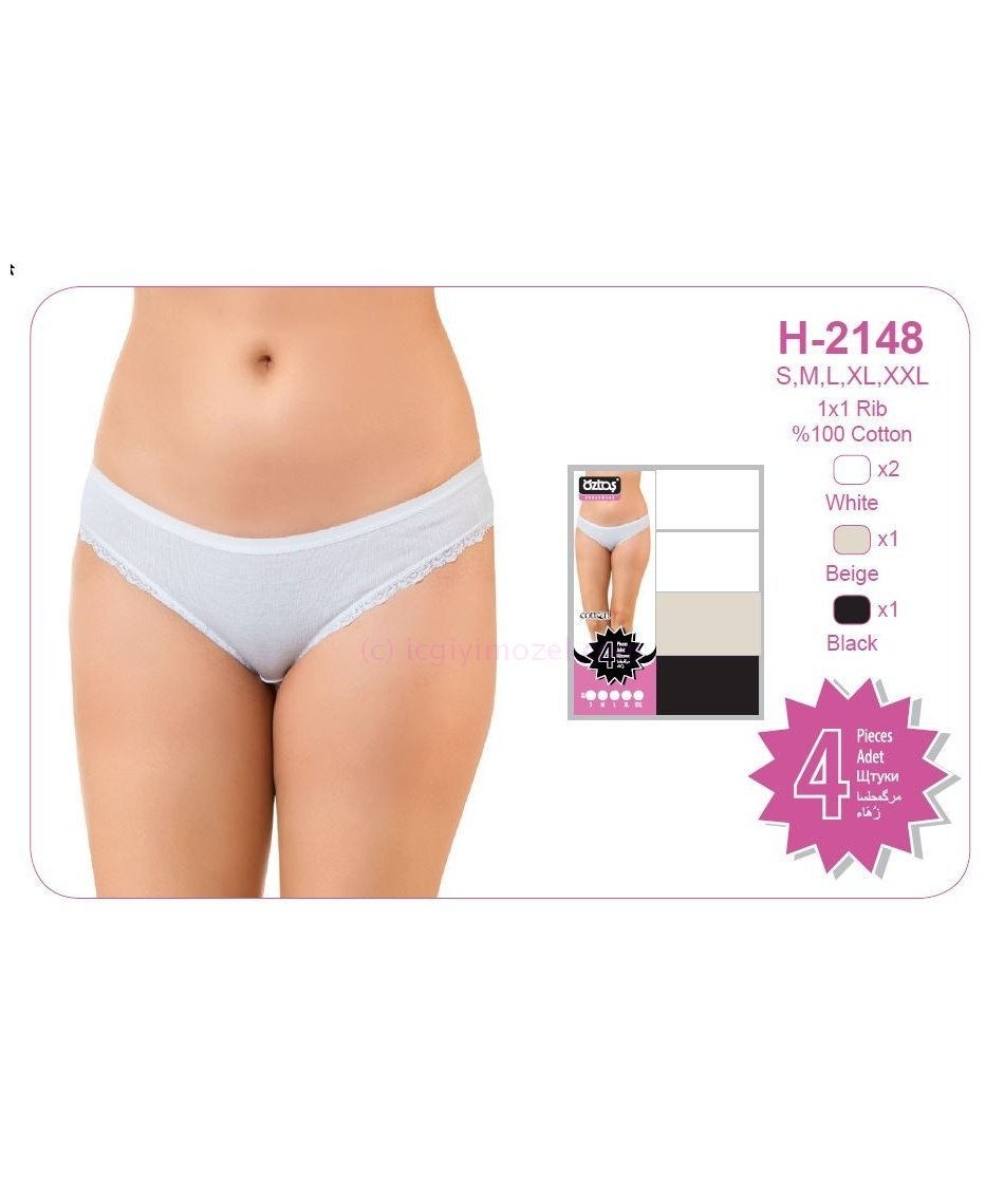 Öztaş Bayan Dantelli Bikini Slip Külot Pamuklu Öztaş 2148 - Görsel 2