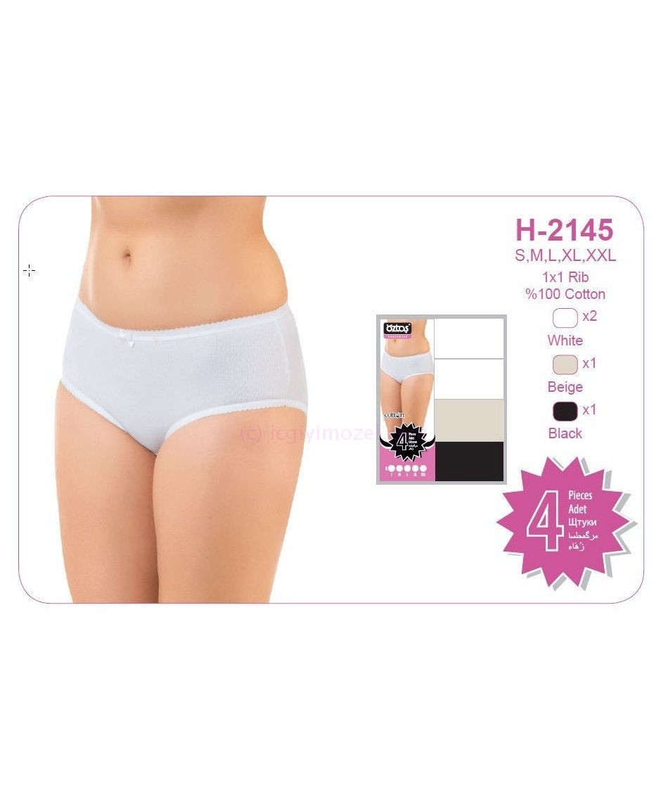 Öztaş Pamuklu Düz Ribana Slip Külot Öztaş 2145 - Görsel 2