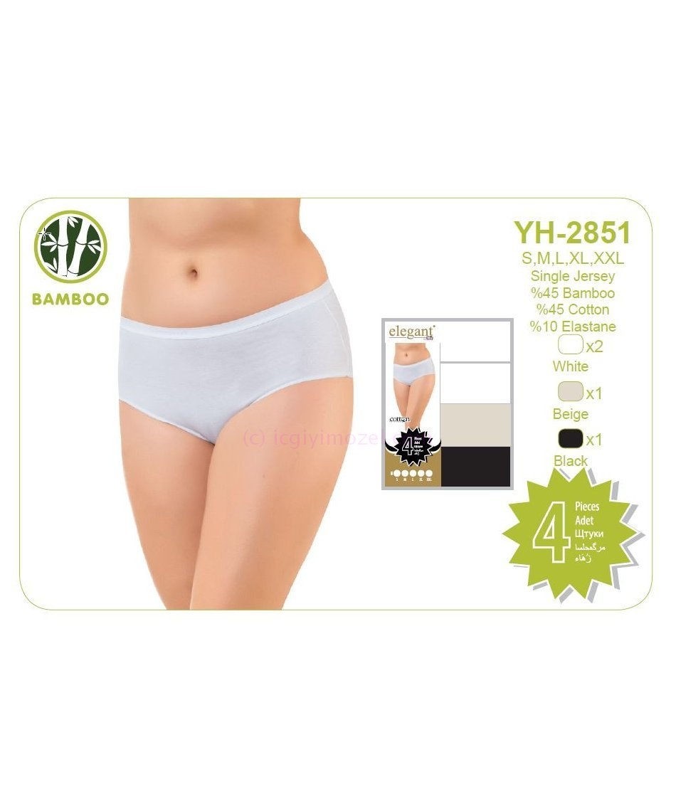 Yüksek Bel Bambu Külot 4 Lü Paket Öztaş 2851 - Renkli