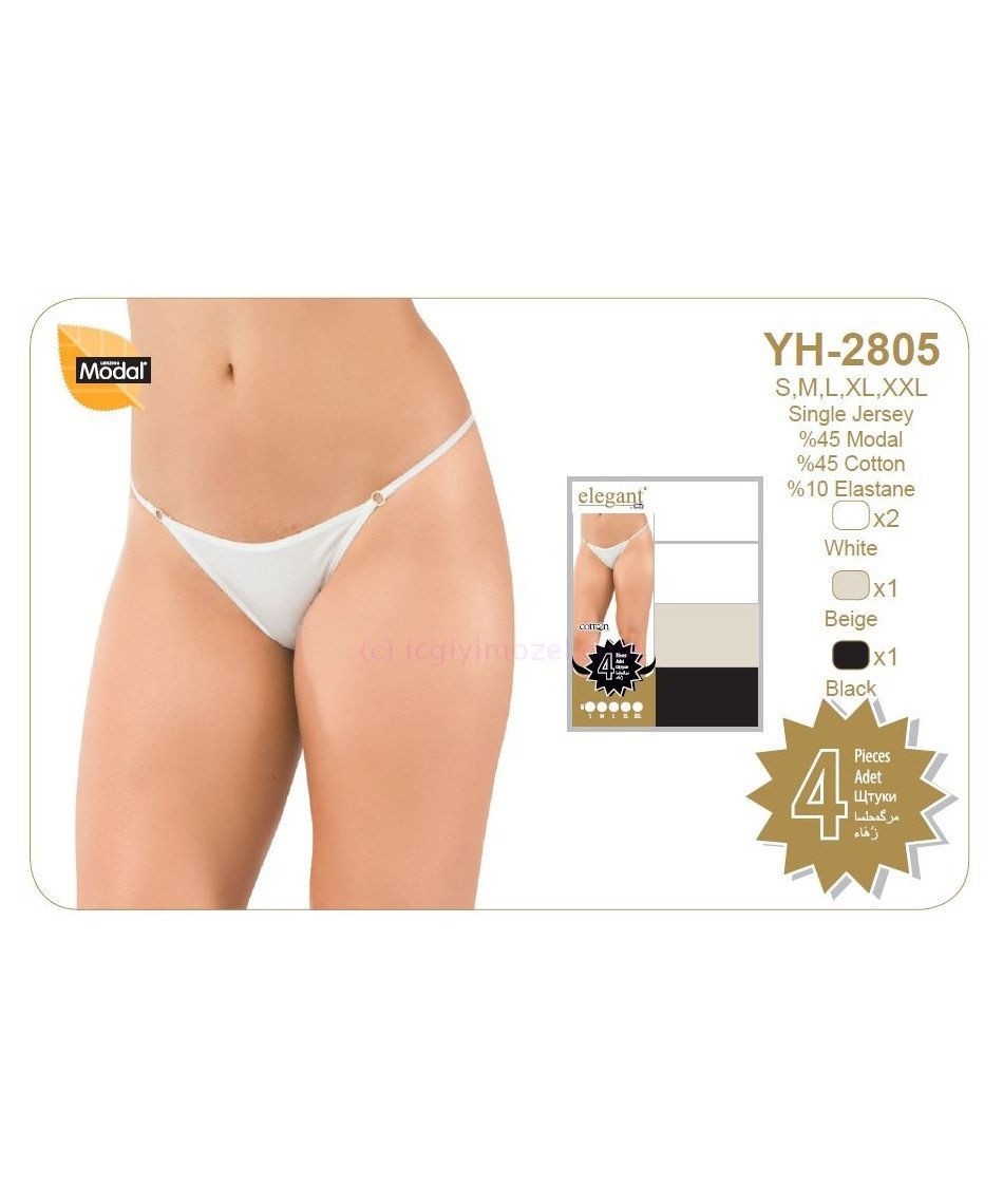 Yüksek Bel Modal Külot 4 Lü Paket Öztaş 2805 - Siyah-Beyaz-Ten-Siyah-Beyaz