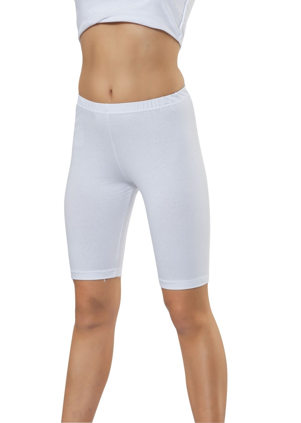 Likralı Yüksek Bel Diz Üstü Tayt HMD 4007 - Beyaz