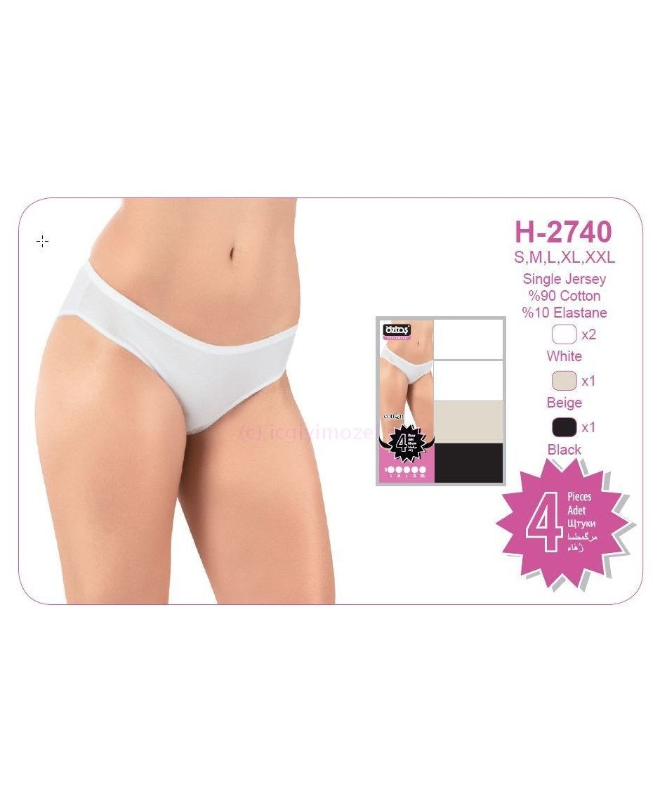 Öztaş Yüksek Pamuklu Düz Lastik Bikini Külot Öztaş 2740 - Görsel 2