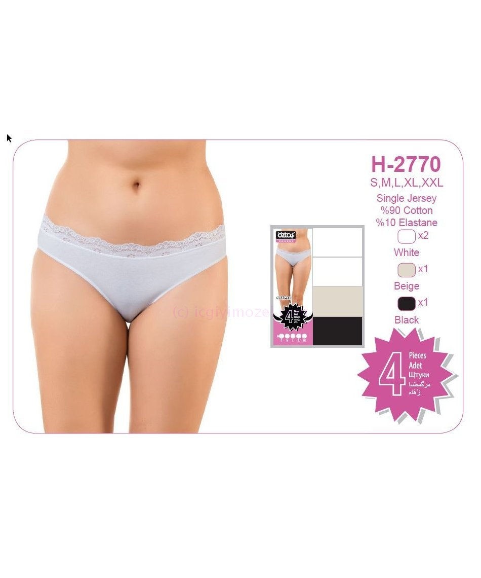 Pamuklu Yüksek Bel Slip Külot Öztaş 2770 - Renkli