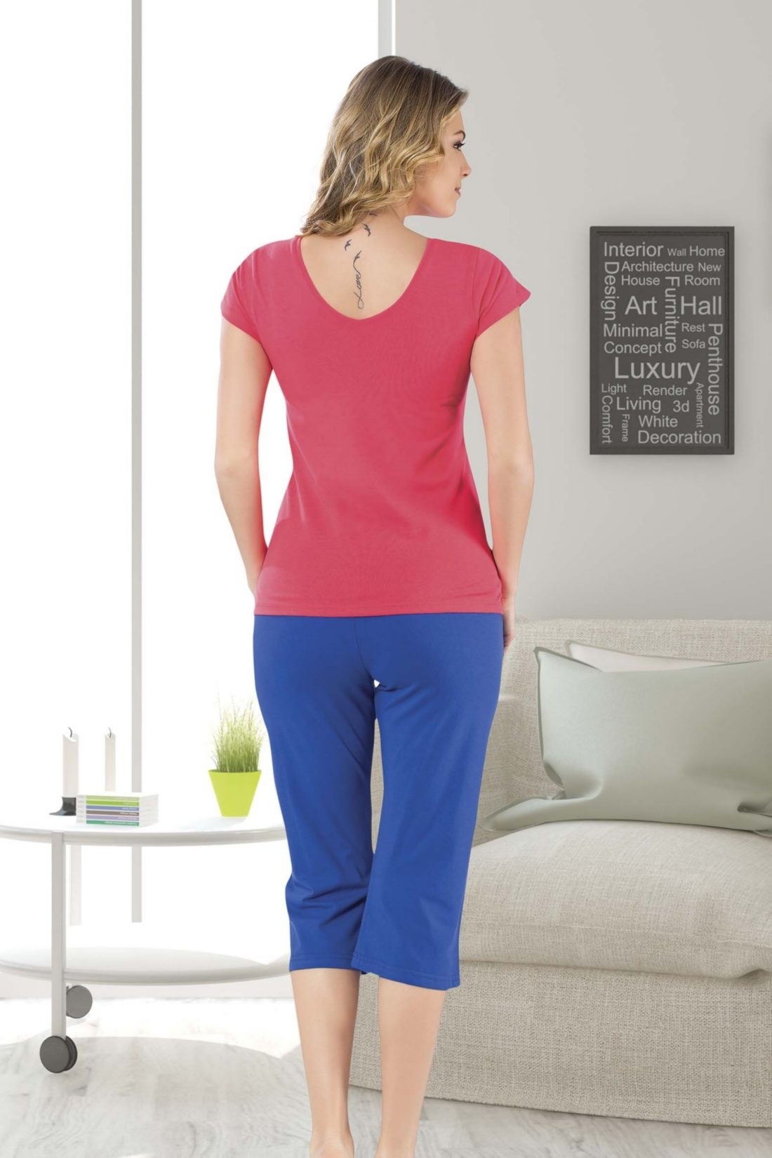 Lacivert Nefes Alan Pamuklu Bayan T-Shirt HMD 9001 - Görsel