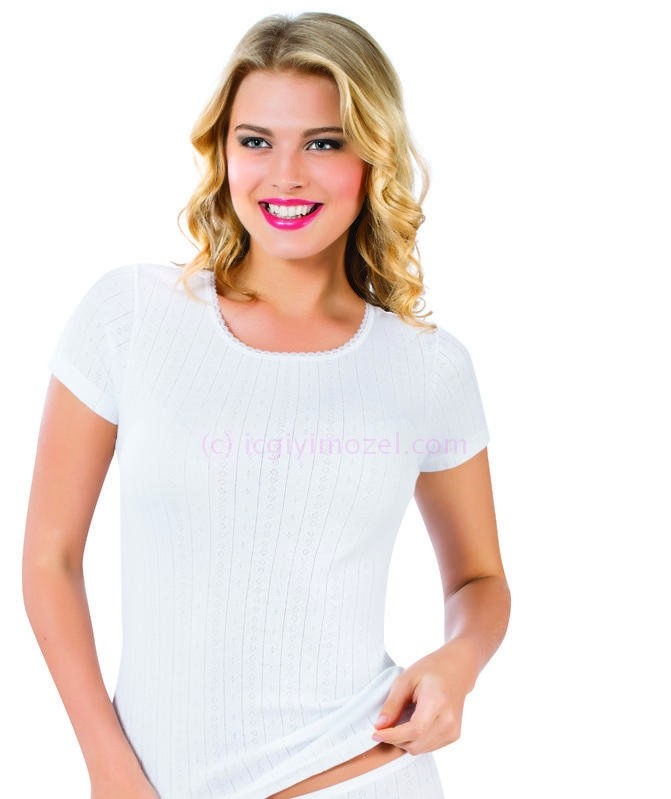 Pamuklu Ribana Yarım Kol Atlet Öztaş 2003 - Beyaz