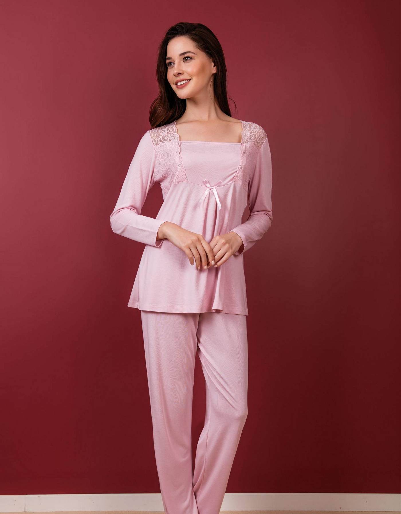 Yumuşak Viskon Hamile Pijama Takımı Yeni İnci 184 - Görsel