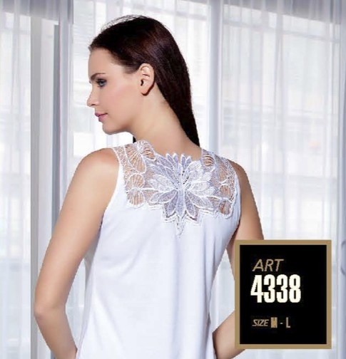 Pamuklu Çiçek Figürlü Atlet Kadın Lady 4338 - Beyaz