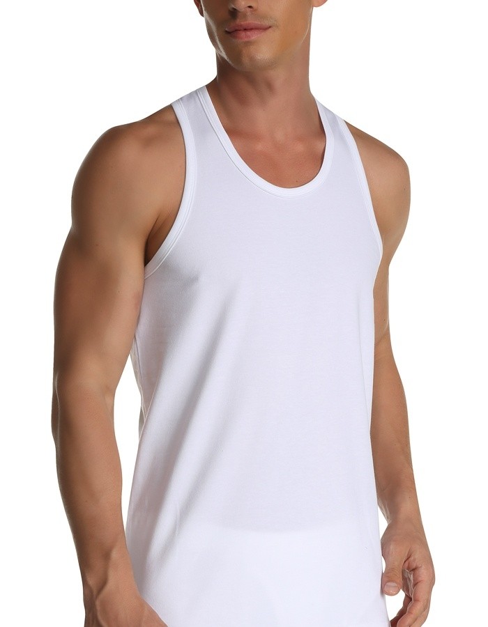 Elastanlı V Yaka Erkek Atlet Çift Kaplan 916 - Beyaz