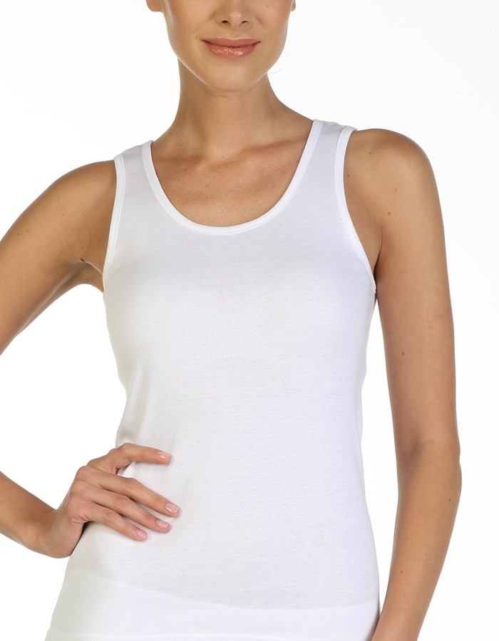 Kalın Askılı Pamuklu Kadın Atlet Çift Kaplan 752 - Beyaz