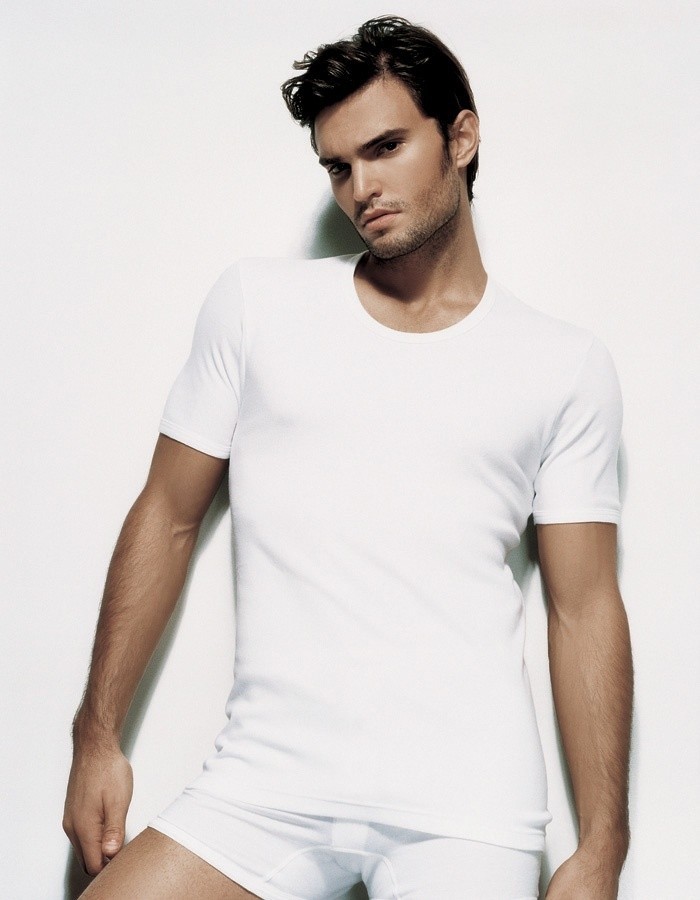 Ribana Pamuklu Kısa Kol T-Shirt Çift Kaplan 840 - Beyaz