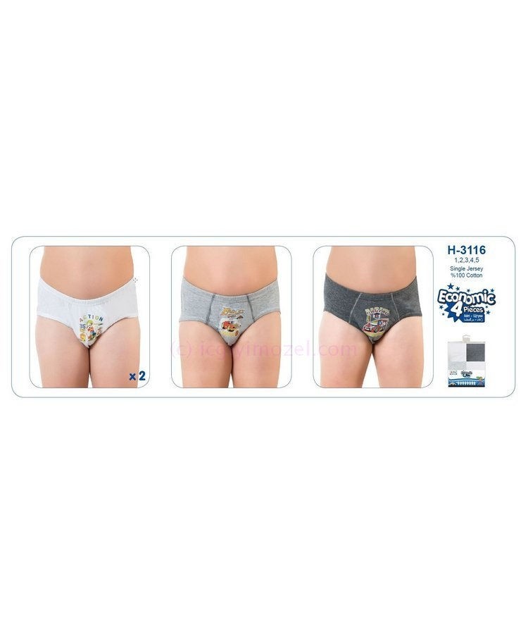 %100 Pamuk Yumuşak Lastik Dörtlü Slip Öztaş 3116 - Renkli