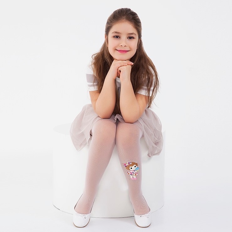 Daymod Ayben Tül Çocuk Külotlu Çorap Kemik Pembe Beyaz 2125033 - Beyaz