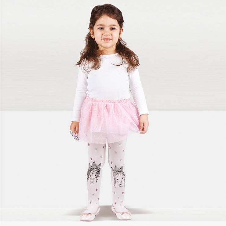 Yüksek Pamuk Oranı Kaydırmaz Çocuk Külotlu Çorap Daymod 2125063 - Beyaz