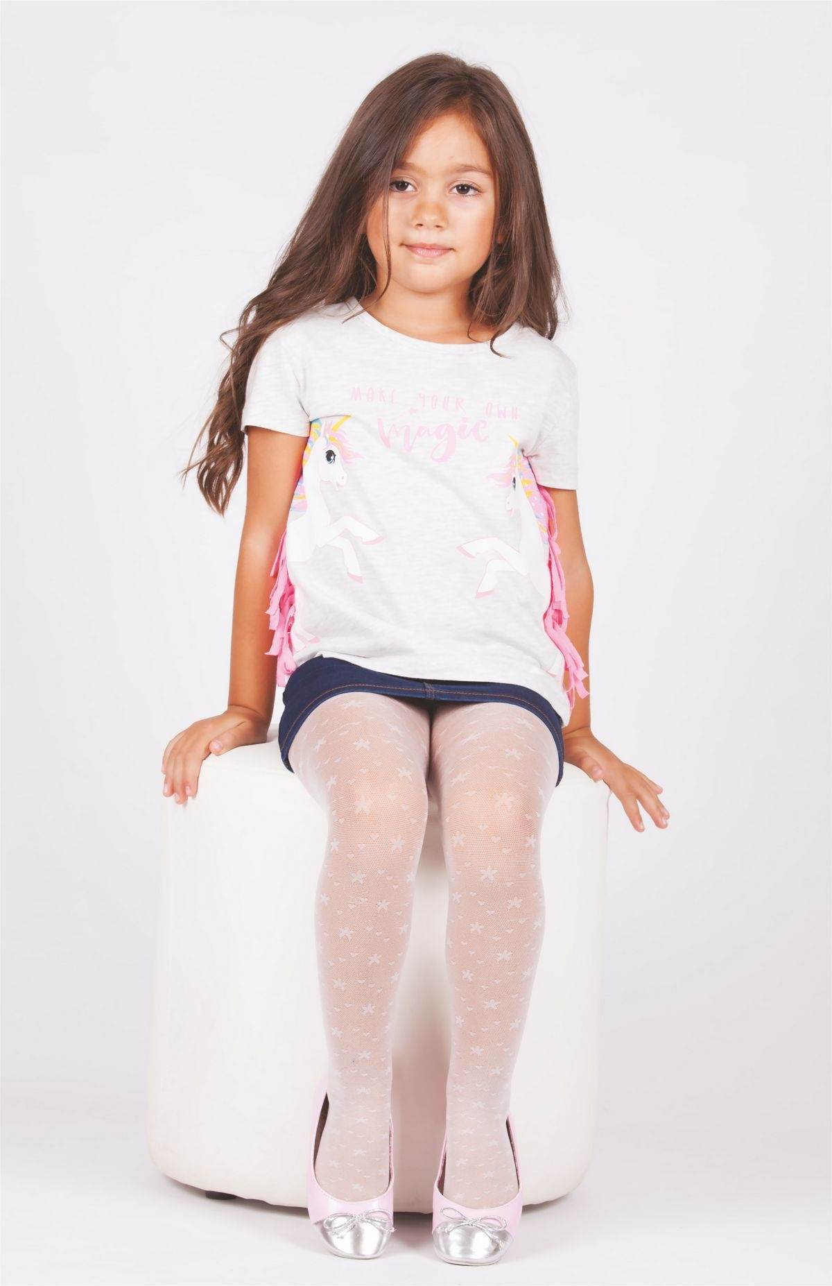 Pamuklu Kaydırmaz Taban Çocuk Külotlu Çorap Daymod 2121024 - Kemik