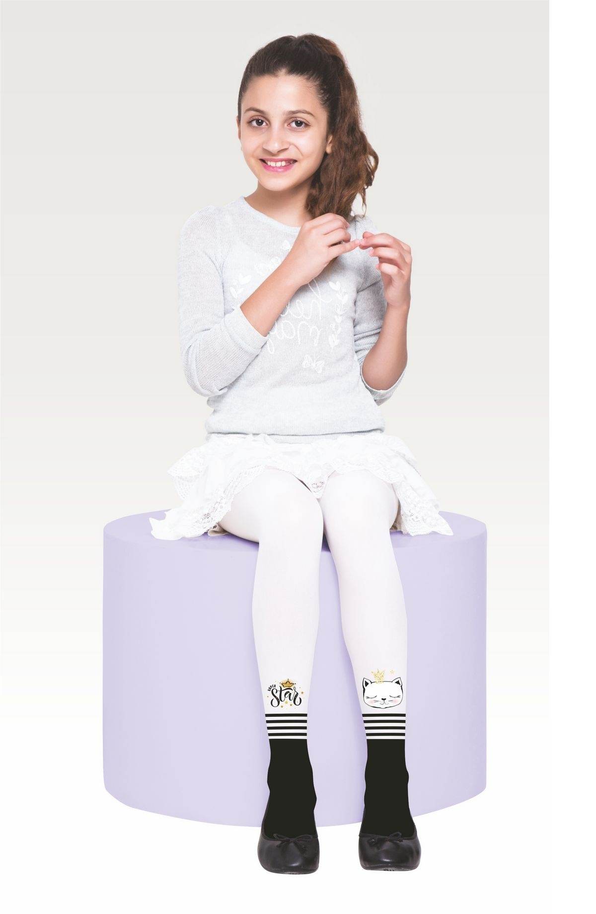 Yüksek Pamuk Oranı Kaydırmaz Taban Çocuk Külotlu Çorap Daymod 2125089 - Beyaz