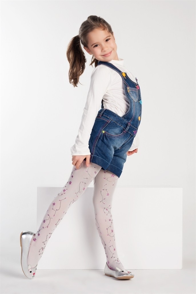 Pamuklu Desenli Külotlu Çorap Daymod 2125007 - Beyaz