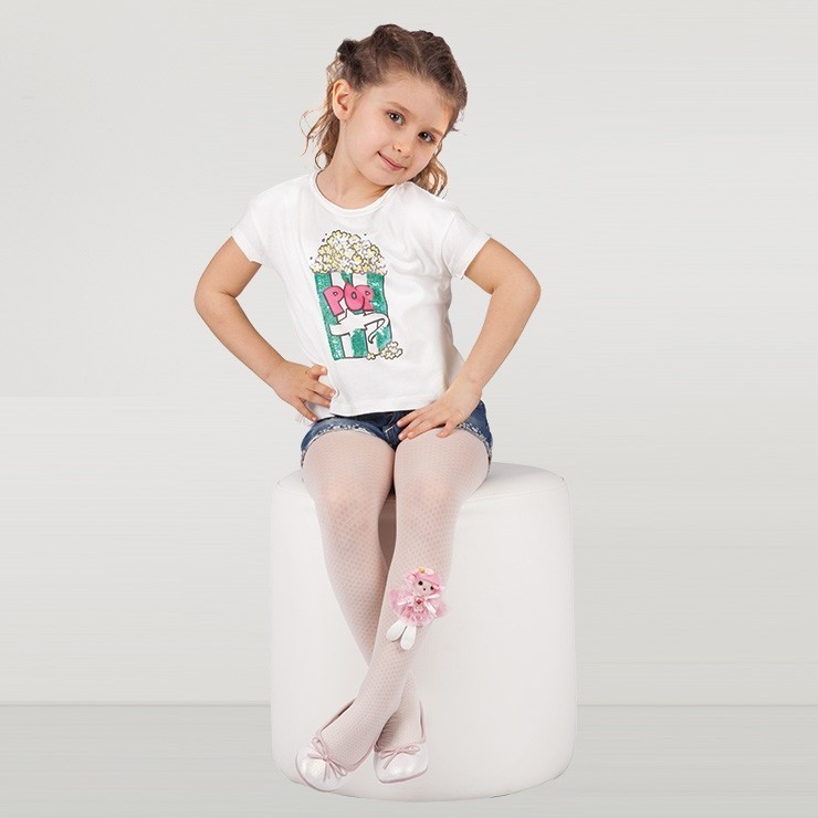 Kaydırmaz Tabanlı Pamuklu Çocuk Külotlu Çorap Daymod 2141002 - Pembe