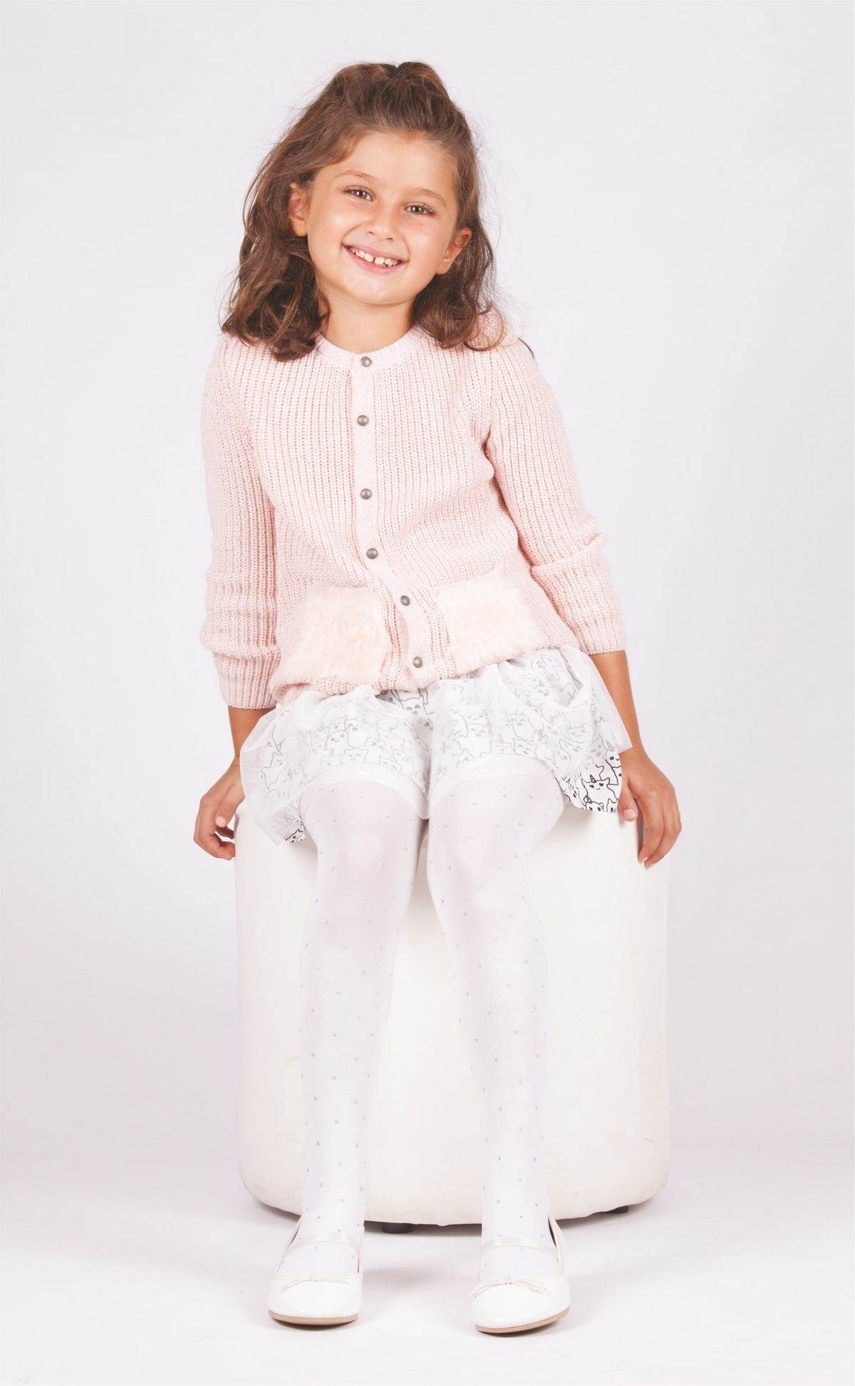 Yüksek Pamuk Oranı Kaydırmaz Çocuk Külotlu Çorap Daymod 2125092 - Beyaz