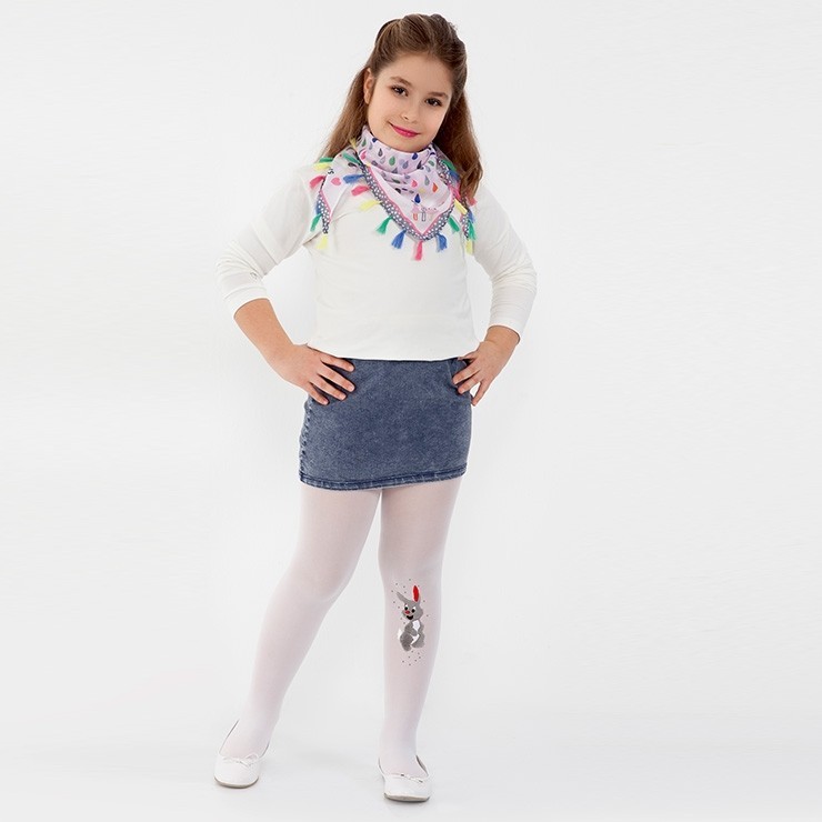 Yüksek Pamuklu Kaydırmaz Çocuk Külotlu Çorap Daymod 2142013 - Beyaz