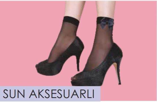 Düşük Denye Aksesuarlı Soket Çorap Daymod 1522002 - Siyah-Gümüş