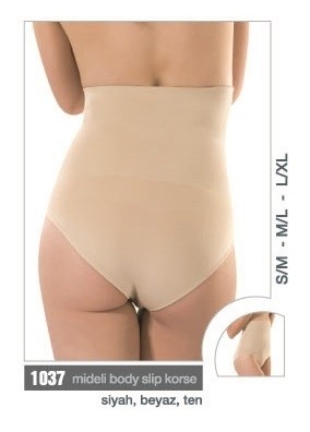 Dikişsiz Yüksek Bel Korse Body Slip Miss Fit 1037 - Ten