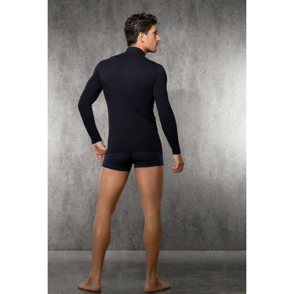 Fırçalı İç Yüzeyli Fermuarlı Termal Üst Erkek Tişört Doreanse 2975 - Siyah