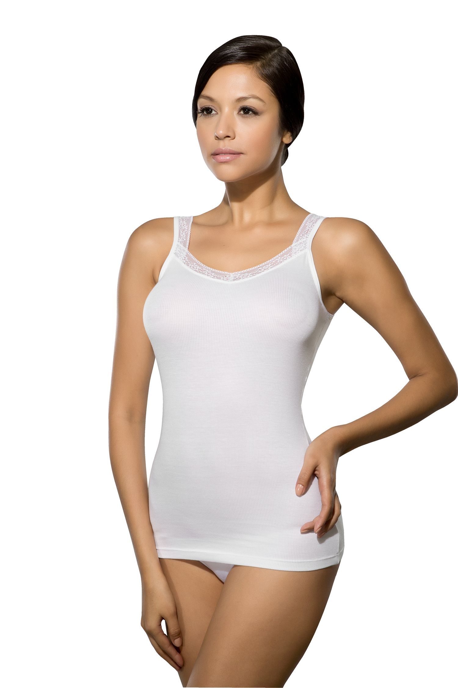 Mikromodal Likralı Dantelli Atlet Kadın Doreanse 9350 - Beyaz