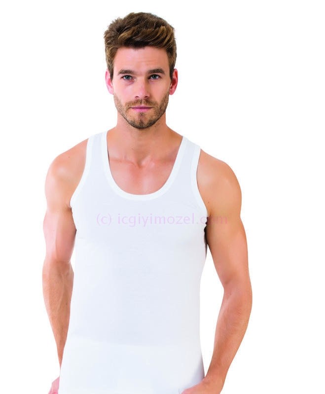 Bambu Koton V Yaka Erkek Atlet Öztaş 1930 - Beyaz