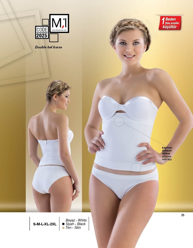 Yüksek Bel Dikişsiz Korse Emay 2025 - Beyaz