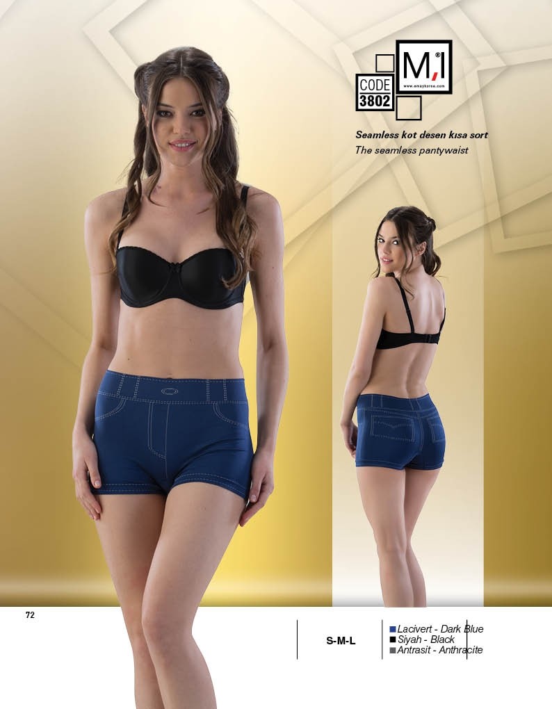 Dikişsiz Yüksek Bel Kadın Boxer Şort Emay 3802 - Mavi