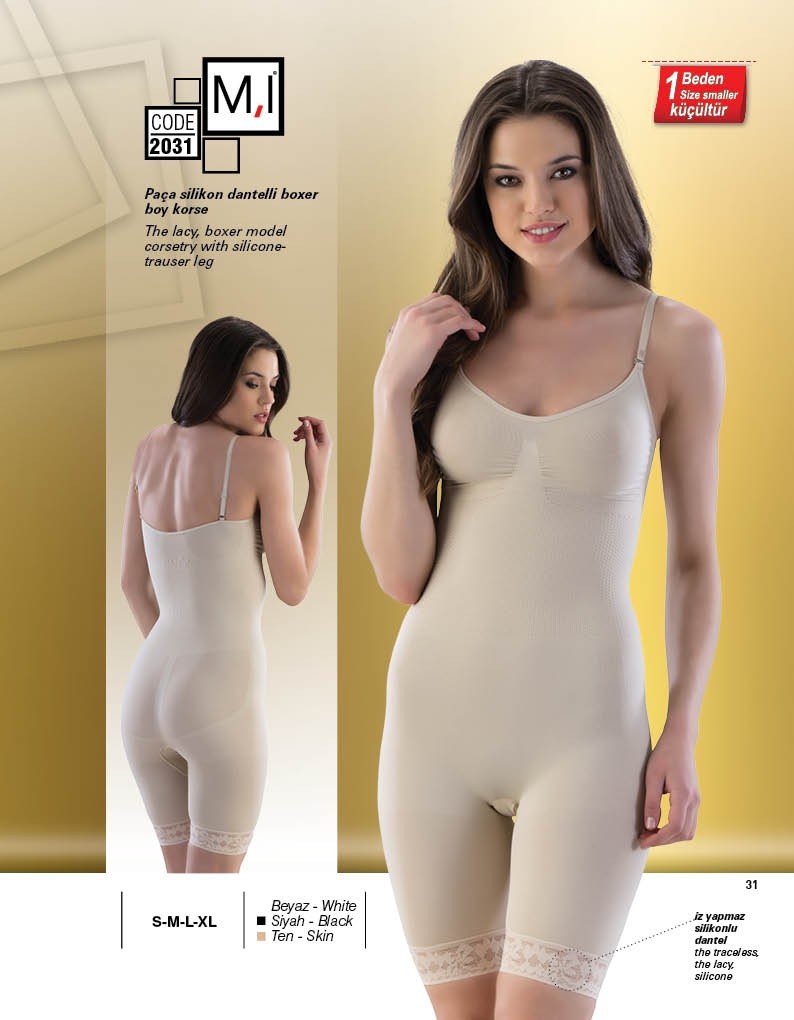 Dikişsiz Paça Dantelli Boxer Korse Emay 2031 - Ten