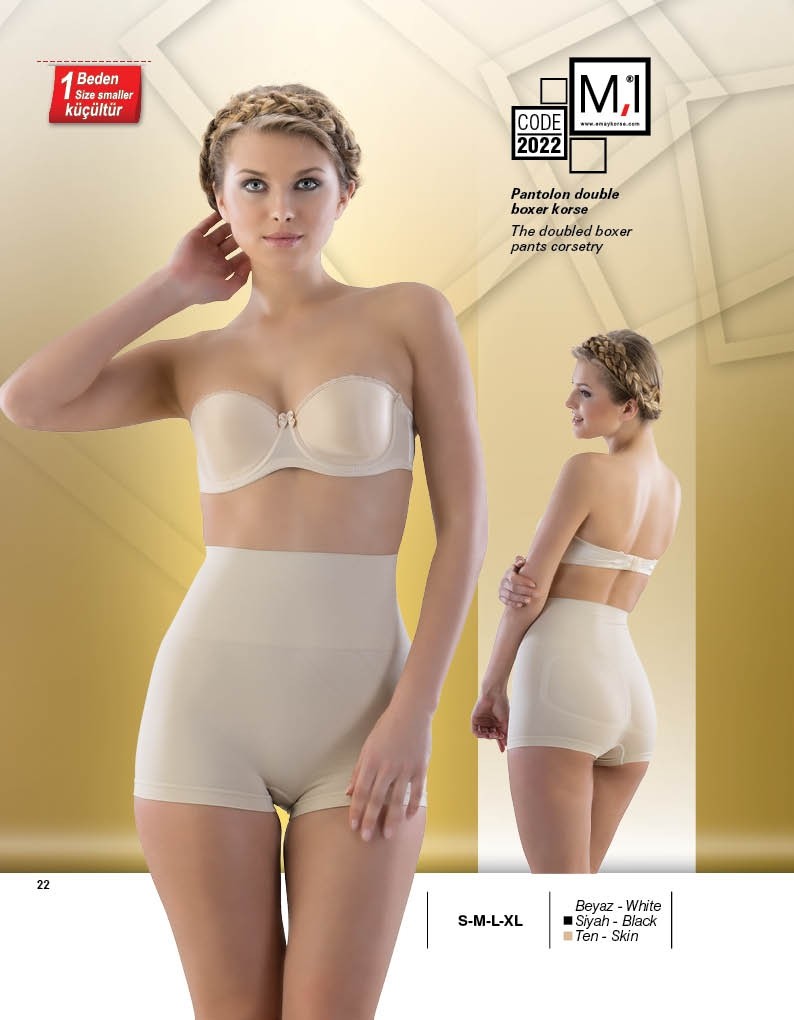 Dikişsiz Yüksek Bel Toparlayıcı Boxer Korse Emay 2022 - Ten