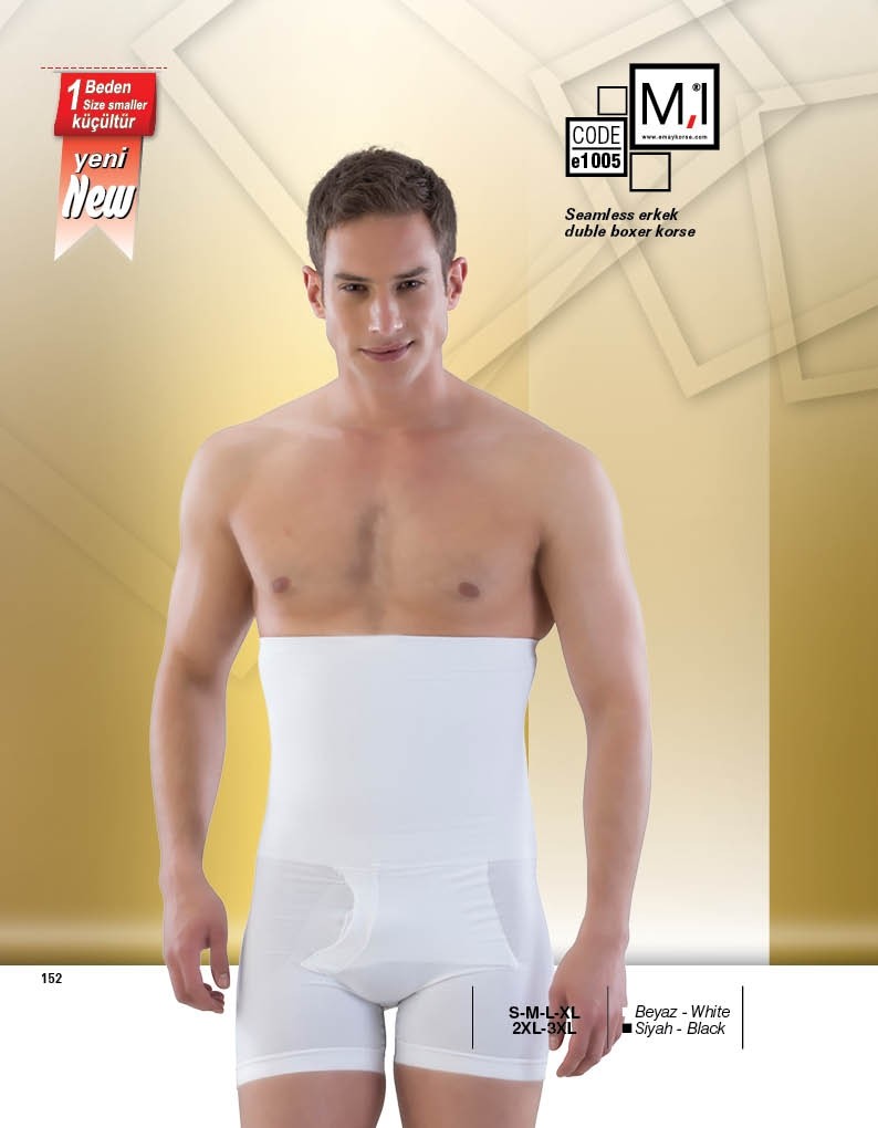 Microfiber Elastan Erkek Boxer Korse Emay 1005 - Beyaz