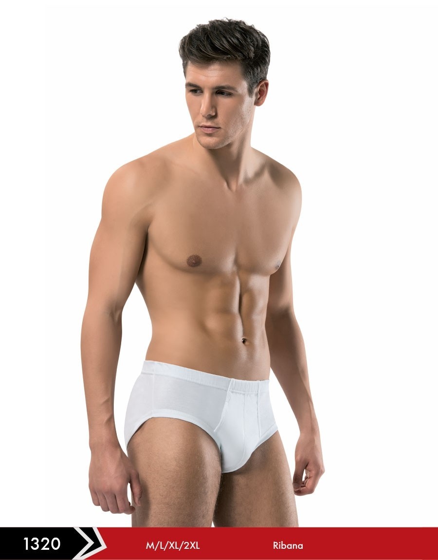 Pamuklu Ribana Bantlı Erkek Slip Erdem 1320 - Beyaz