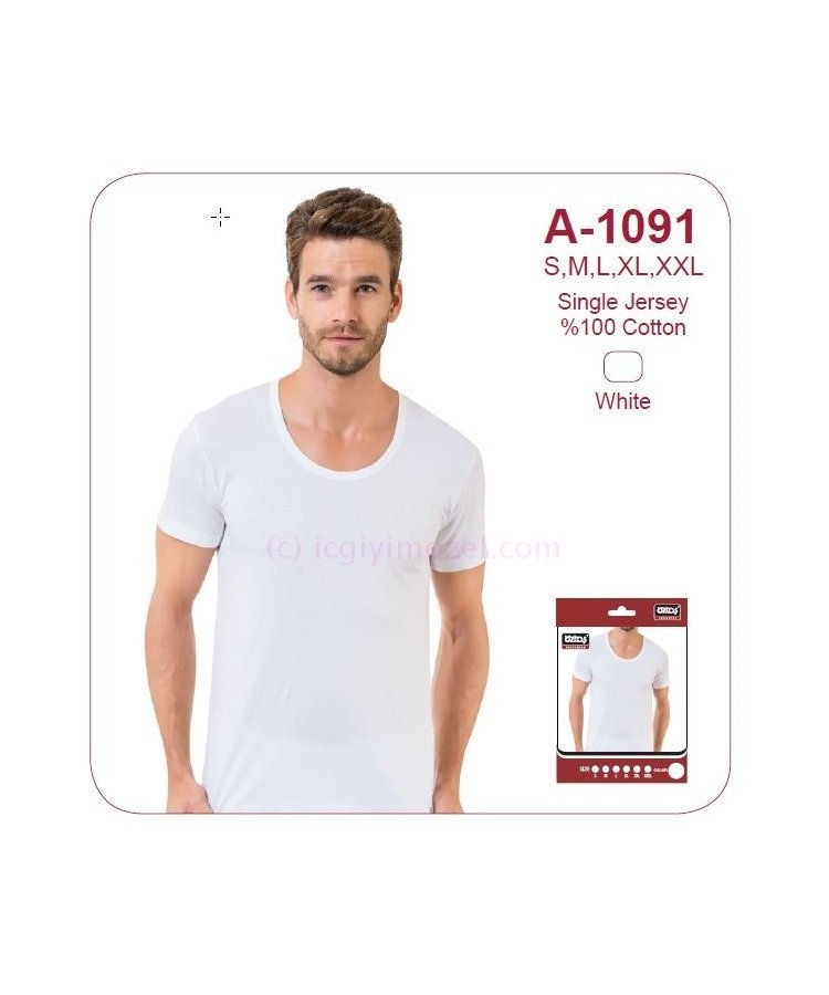 Pamuklu Açık Yaka Bisiklet Atlet Öztaş 1091 - Görsel