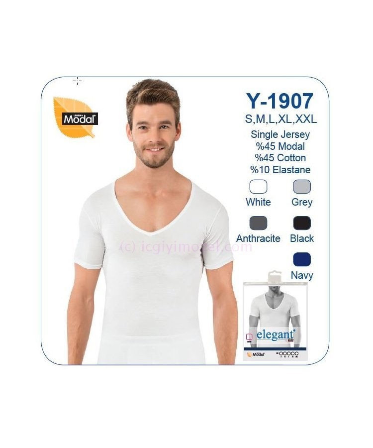 Modal Ribana V Yaka Yarım Kol Fanila Öztaş 1907 - Beyaz