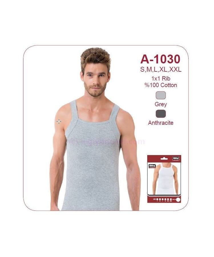 Öztaş Erkek İnce Askılı Ribana Atlet Koton Öztaş 1030 - Görsel 2