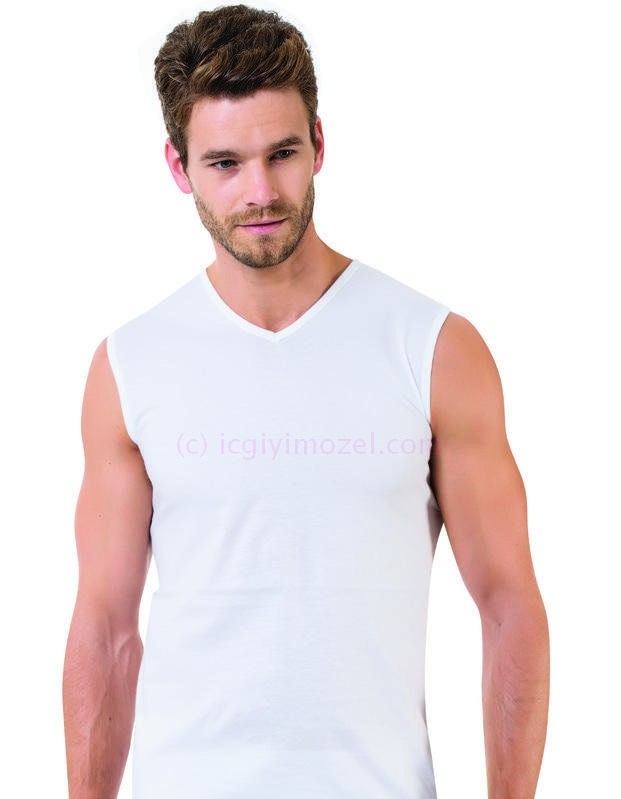 Pamuklu Kolsuz V Yaka Erkek Atlet Öztaş 1009 - Görsel