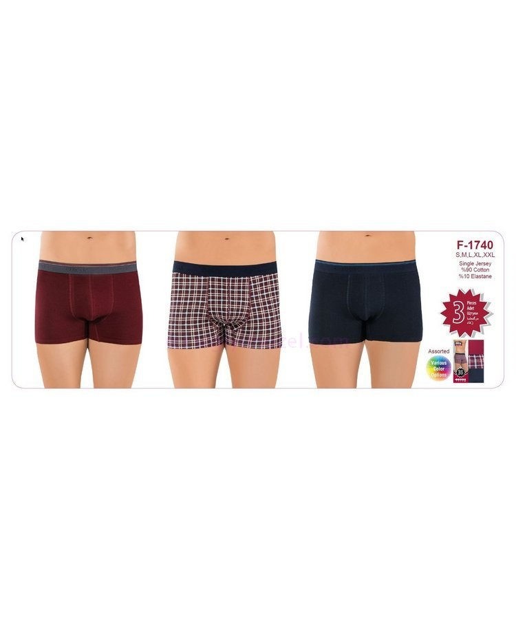 Pamuklu Elastan Boxer Üçlü Paket Öztaş 1740 - Renkli