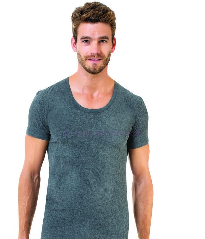 Pamuklu Melanj Açık Yaka Bisiklet Atlet Öztaş 1097 - Gri