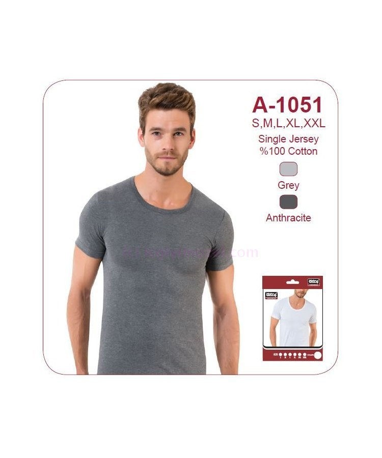 Pamuklu Antrasit Bisiklet Yaka Atlet Öztaş 1051 - Antrasit