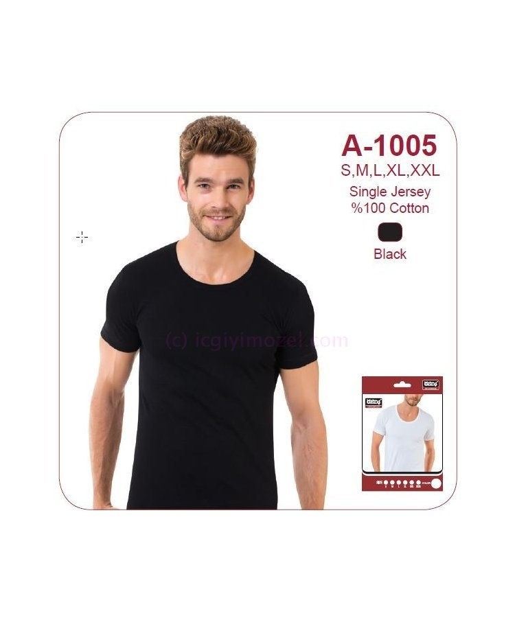 Öztaş Pamuklu Siyah Bisiklet Yaka Erkek Atlet Öztaş 1005 - Görsel 3