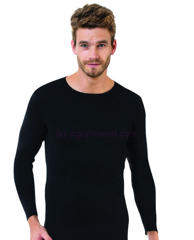 Ribana Kesim Uzun Kol Termal T-Shirt Öztaş 1021 - Siyah