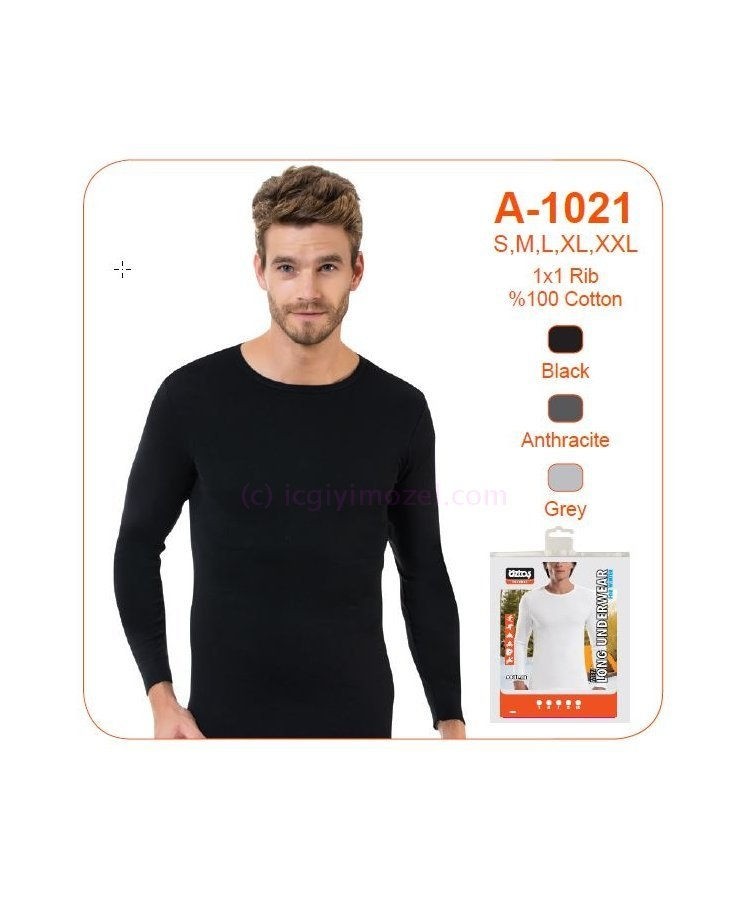 Ribana Kesim Uzun Kol Termal T-Shirt Öztaş 1021 - Siyah