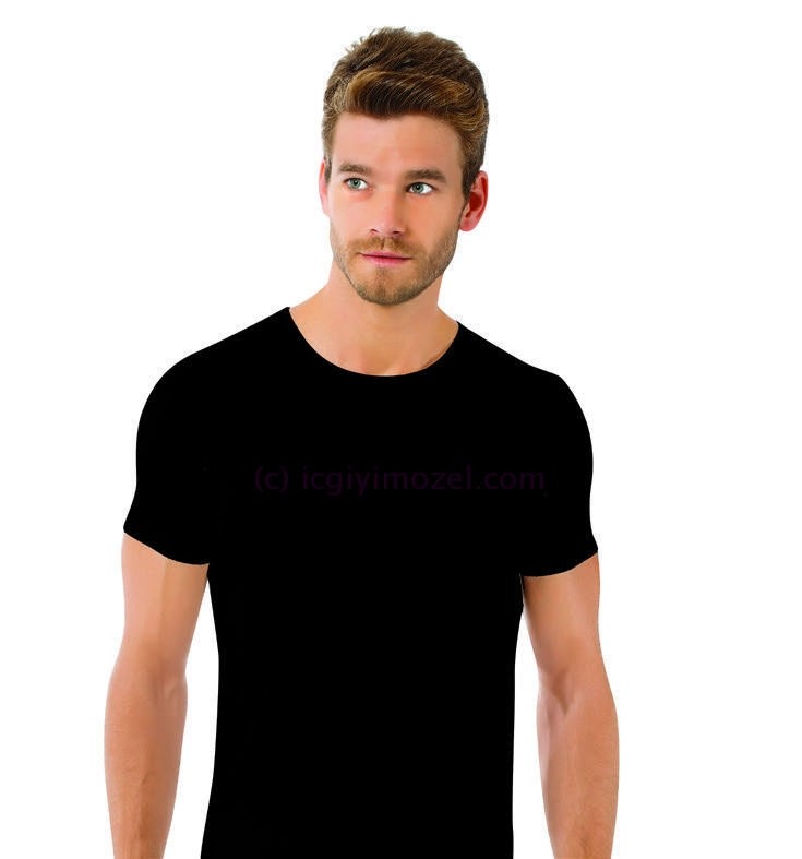 Koton Siyah Sıfır Yaka Erkek Atlet Öztaş 1067 - Siyah