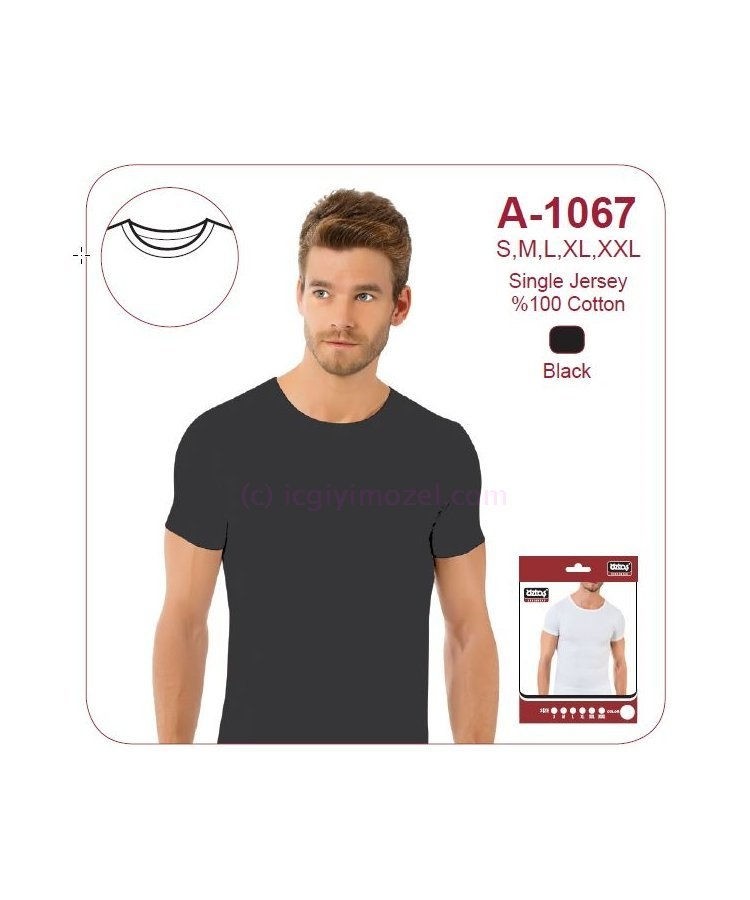 Koton Siyah Sıfır Yaka Erkek Atlet Öztaş 1067 - Siyah